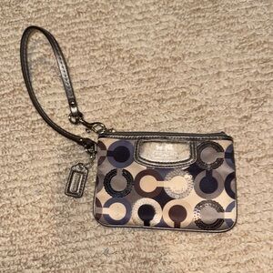 Coach Circle Pattern Wristlet in Blue and Brown